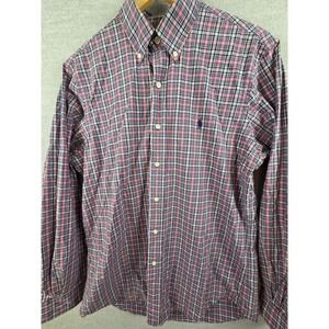 Ralph Lauren Button Down Shirt‎ Mens M Pink Blue Plaid Stretch Cotton Pony Logo